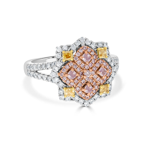 0.36ct Pink Diamond Ring with 0.61ct Diamonds set in 14K Two Tone