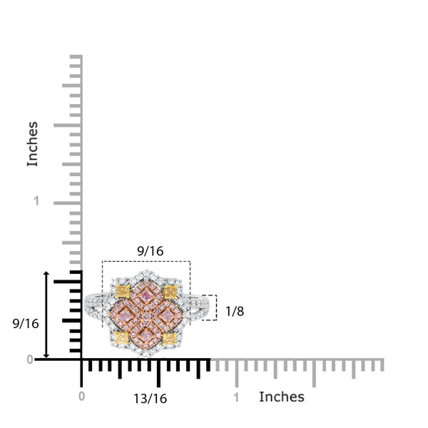 0.36ct Pink Diamond Ring with 0.61ct Diamonds set in 14K Two Tone