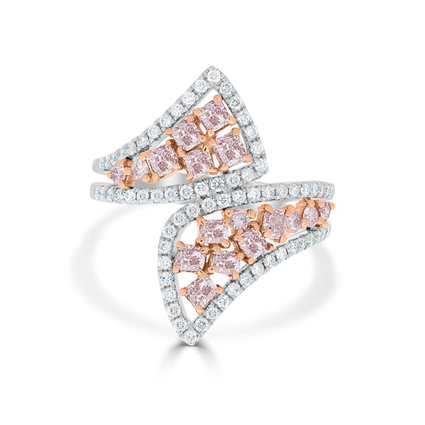 0.93ct Pink Diamond Ring with 0.56ct Diamonds set in 14K Two Tone