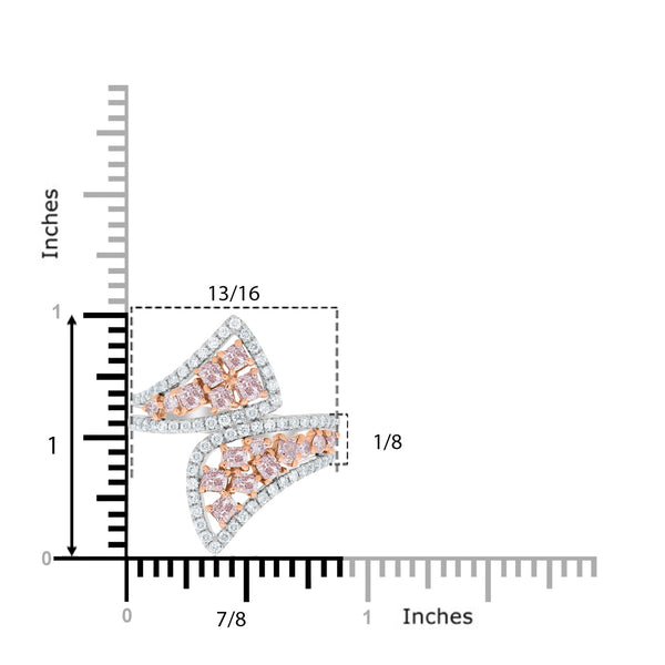 0.93ct Pink Diamond Ring with 0.56ct Diamonds set in 14K Two Tone