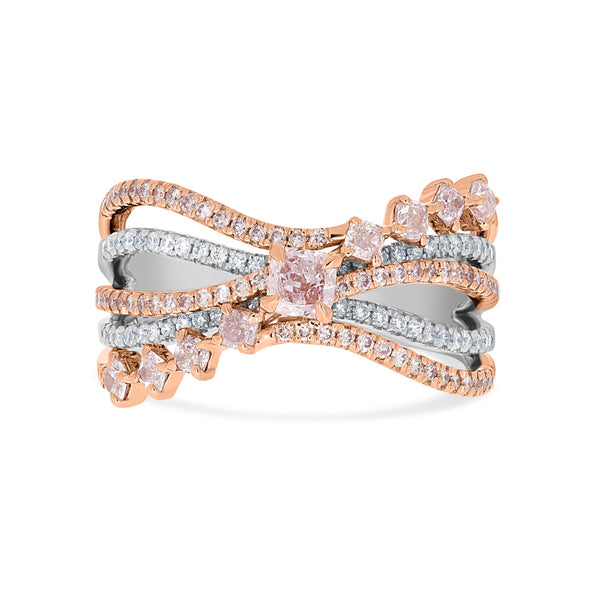 0.57ct Pink Diamond Ring with 0.42ct Diamonds set in 14K Two Tone