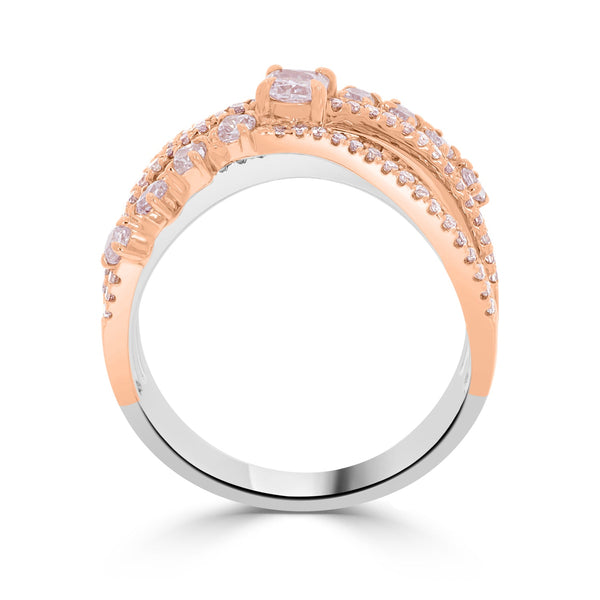 0.57ct Pink Diamond Ring with 0.42ct Diamonds set in 14K Two Tone