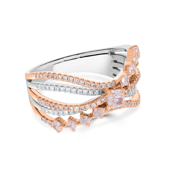 0.57ct Pink Diamond Ring with 0.42ct Diamonds set in 14K Two Tone