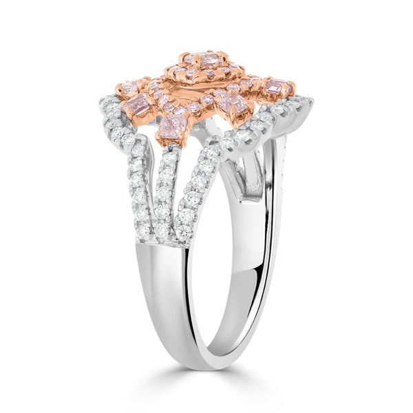 0.52ct Pink Diamond Ring with 0.6ct Diamonds set in 14K Two Tone