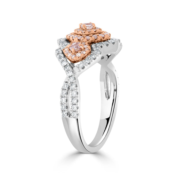 0.15ct Pink Diamond Ring with 0.58ct Diamonds set in 14K Two Tone