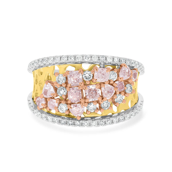 0.91tct Pink Diamond Ring with 0.56tct Diamonds set in 14K Two Tone gold