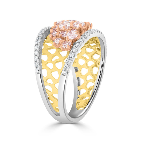 0.91tct Pink Diamond Ring with 0.56tct Diamonds set in 14K Two Tone gold