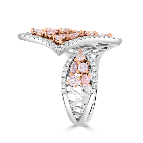 0.87ct Pink Diamond Ring with 0.58ct Diamonds set in 14K Two Tone