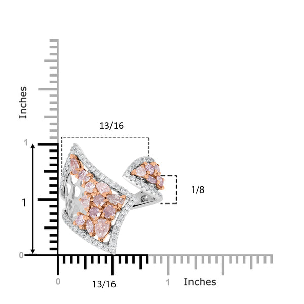 0.87ct Pink Diamond Ring with 0.58ct Diamonds set in 14K Two Tone