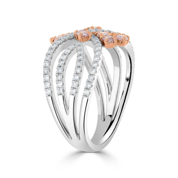 0.57ct Pink Diamond Ring with 0.47ct Diamonds set in 14K Two Tone