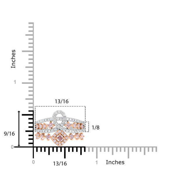 0.51ct Pink Diamond Ring with 0.49ct Diamonds set in 14K Two Tone