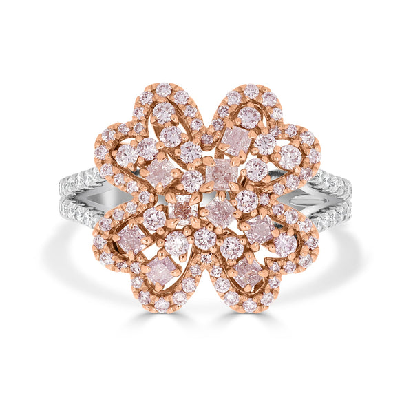 0.55ct Pink Diamond Ring with 0.79ct Diamonds set in 14K Two Tone