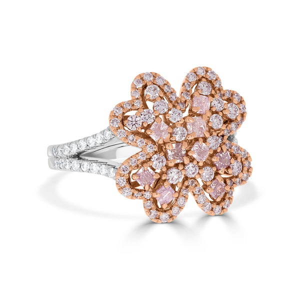 0.55ct Pink Diamond Ring with 0.79ct Diamonds set in 14K Two Tone