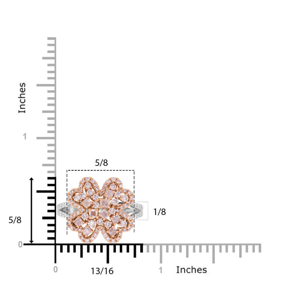 0.55ct Pink Diamond Ring with 0.79ct Diamonds set in 14K Two Tone