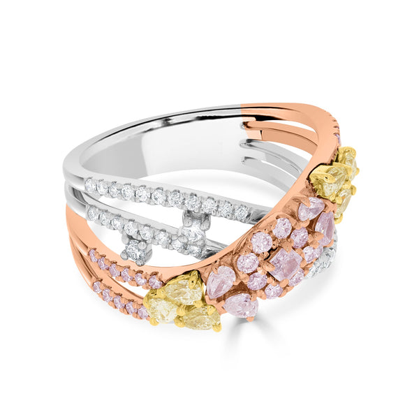 0.28ct Pink Diamond Ring with 0.86ct Diamonds set in 14K Two Tone