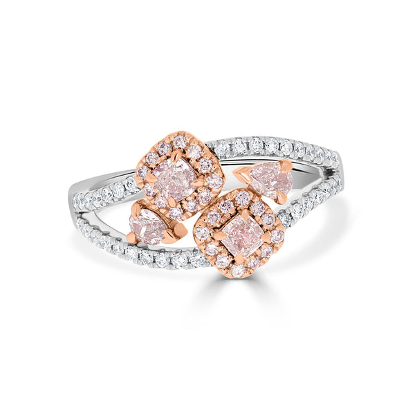 0.59ct Pink Diamond Ring with 0.35ct Diamonds set in 14K Two Tone