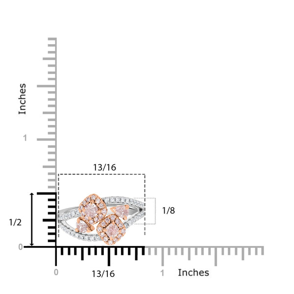 0.59ct Pink Diamond Ring with 0.35ct Diamonds set in 14K Two Tone