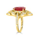 7.36ct Rhodonite Rings with 0.65tct Diamond set in 14K Yellow Gold