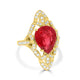 7.36ct Rhodonite Rings with 0.65tct Diamond set in 14K Yellow Gold