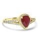 1.25Ct Ruby Ring With 0.40Tct Diamonds Set In 14K Yellow Gold