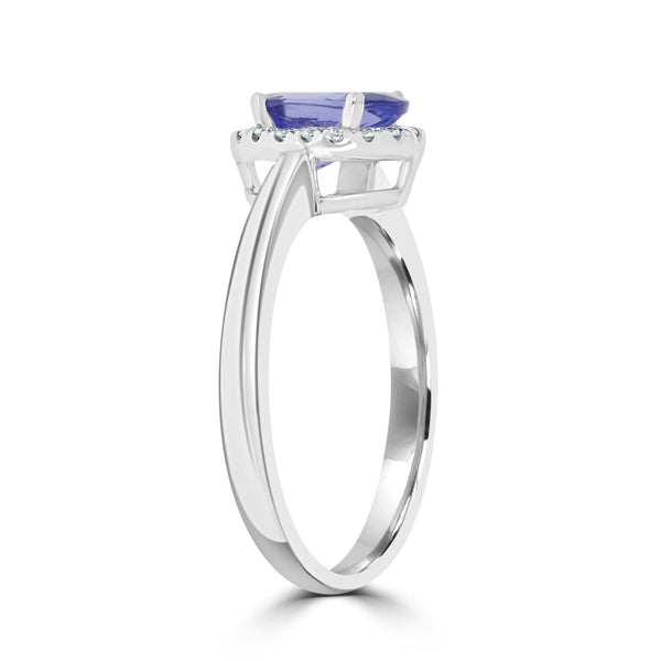 1.11ct Tanzanite Rings with 0.09tct diamonds set in 14kt white gold