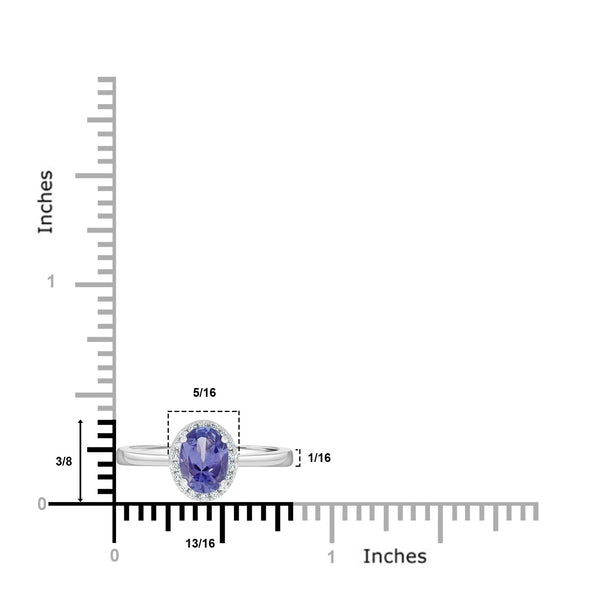 1.11ct Tanzanite Rings with 0.09tct diamonds set in 14kt white gold