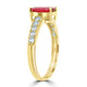 1.08Ct Ruby Ring With 0.29Tct Diamonds Set In 18K Yellow Gold