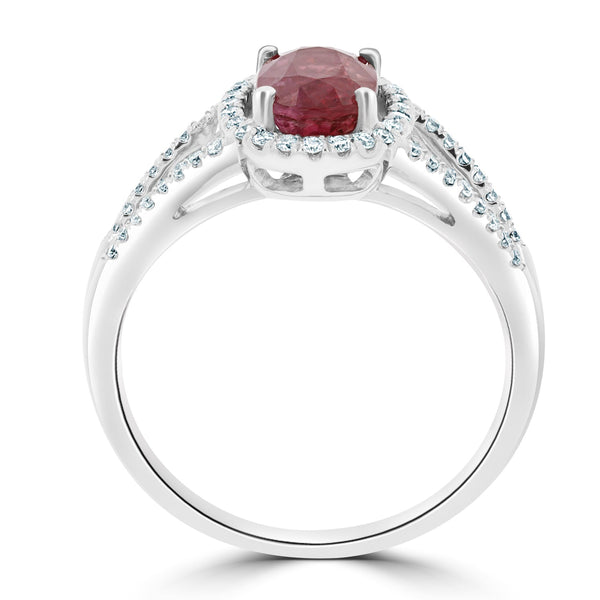 1.51Ct Ruby Ring With 0.23Tct Diamonds Set In 18K White Gold