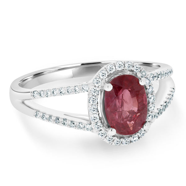 1.51Ct Ruby Ring With 0.23Tct Diamonds Set In 18K White Gold