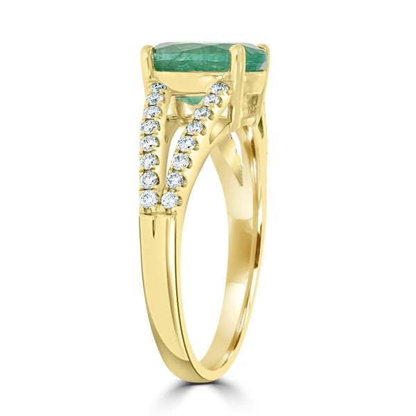 1.88ct Emerald Rings  with 0.3tct diamonds set in 14kt yellow gold