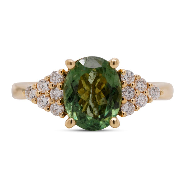 1.84ct Tourmaline Ring With 0.25tct Diamonds In 14K Yellow Gold