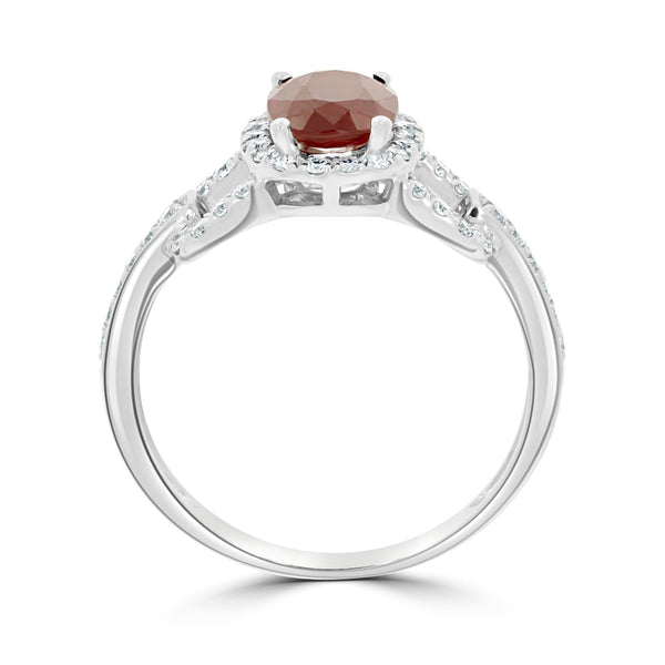 1.28Ct Ruby Ring With 0.37Tct Diamonds Set In 14K White Gold