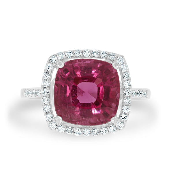 4.36ct Tourmaline Rings with 0.25tct diamonds set in 14kt white gold