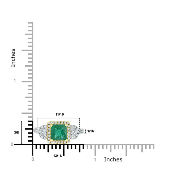 1.33ct Emerald Rings with 0.45tct diamonds set in with 14kt two tone gold