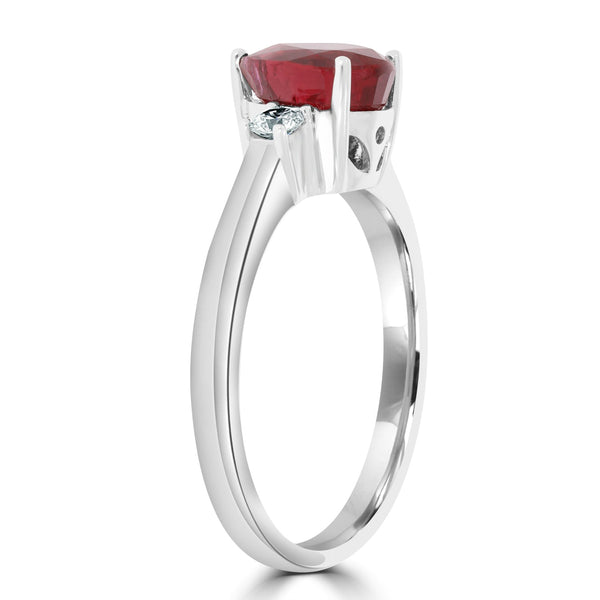 2Ct Ruby Ring With 0.16Tct Diamonds Set In 18K White Gold