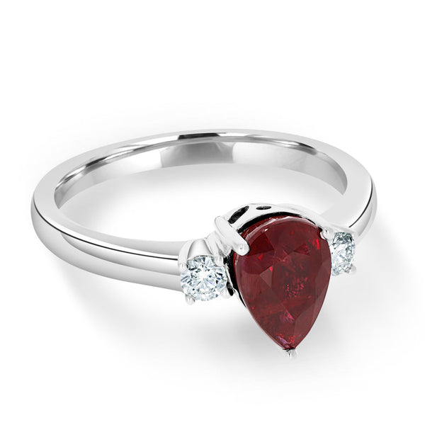 2Ct Ruby Ring With 0.16Tct Diamonds Set In 18K White Gold