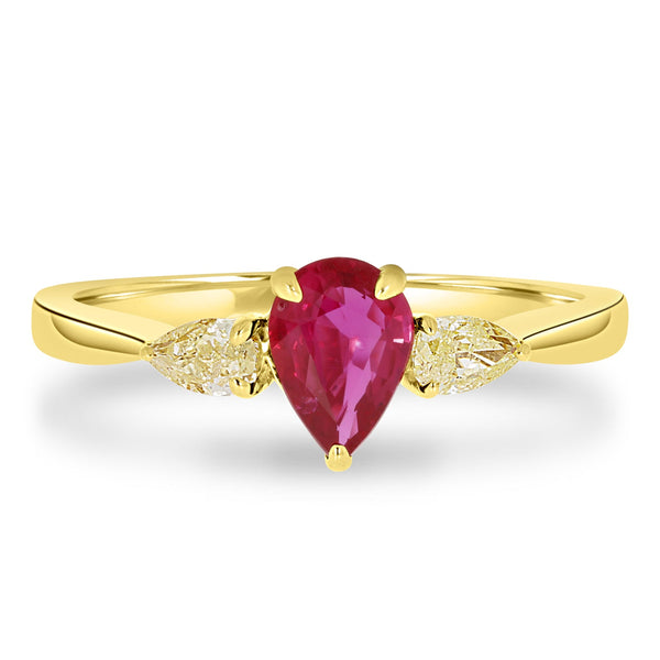 0.63Ct Ruby Ring With 0.36Tct Diamonds Set In 14K Two Tone Gold