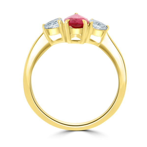 0.63Ct Ruby Ring With 0.36Tct Diamonds Set In 14K Two Tone Gold