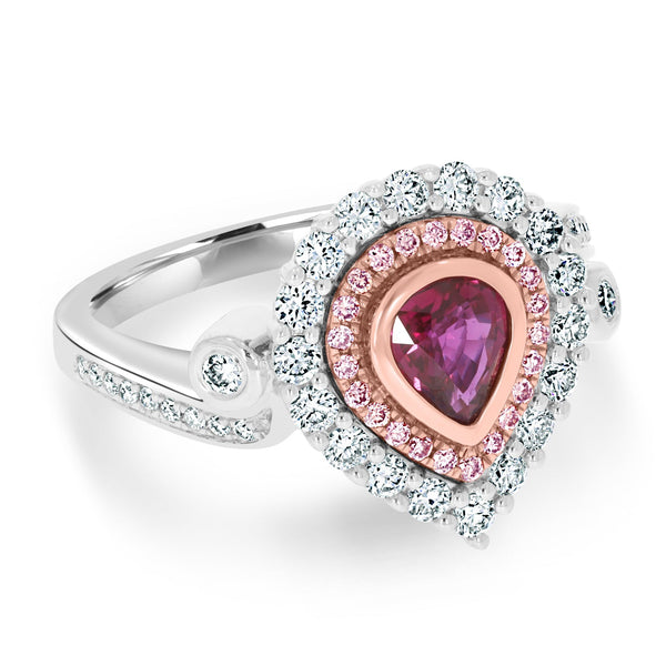 0.66Ct Ruby Ring With 0.72Tct Diamonds Set In 14K Two Tone Gold