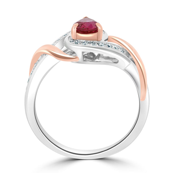 0.57Ct Ruby Ring With 0.23Tct Diamonds Set In 14K White Gold