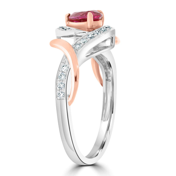 0.57Ct Ruby Ring With 0.23Tct Diamonds Set In 14K White Gold