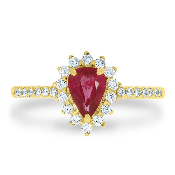 0.89Ct Ruby Ring With 0.40Tct Diamonds In 14K Yellow Gold