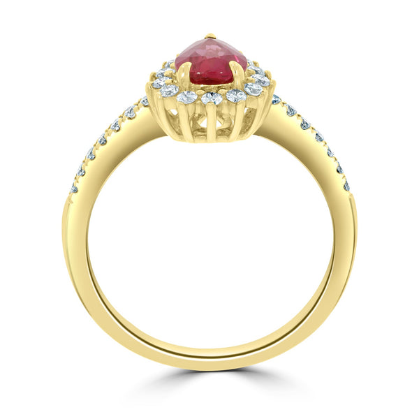 0.78Ct Ruby Ring With 0.37Tct Diamonds Set In 14K Yellow Gold