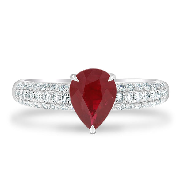 1.43Ct Ruby Ring With 0.39Tct Diamonds Set In 14K White Gold