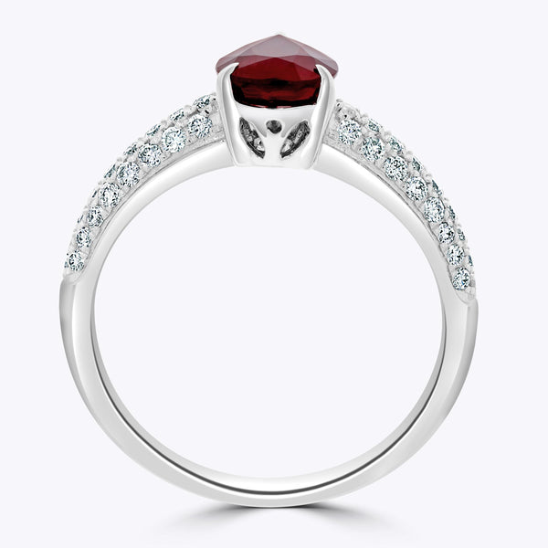 1.43Ct Ruby Ring With 0.39Tct Diamonds Set In 14K White Gold