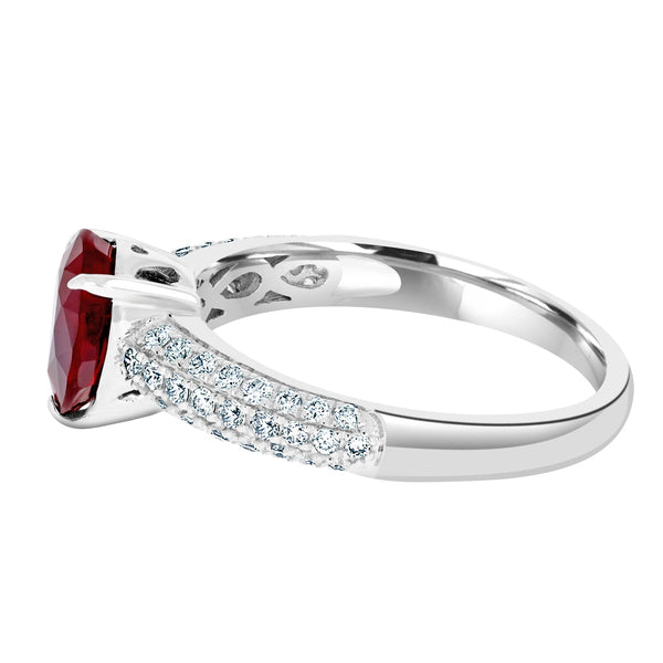 1.43Ct Ruby Ring With 0.39Tct Diamonds Set In 14K White Gold