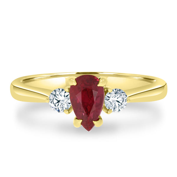 1.30Ct Ruby Ring With 0.21Tct Diamonds Set In 18K Yellow Gold