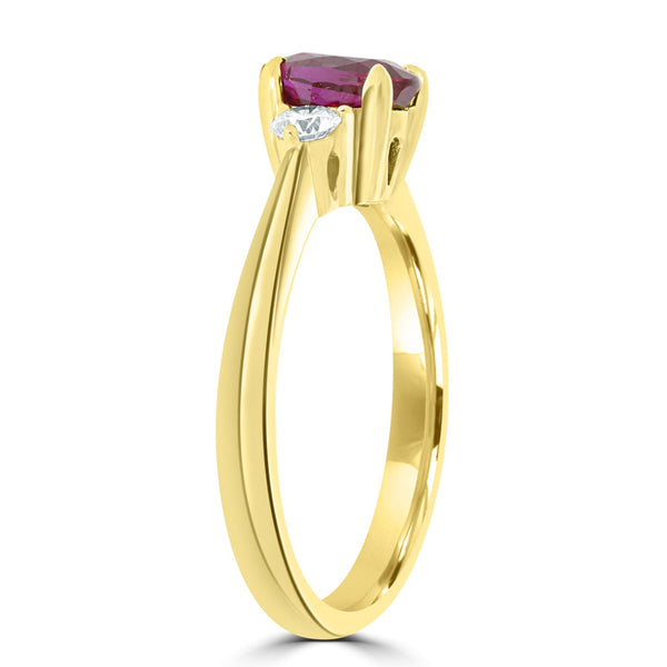 1.30Ct Ruby Ring With 0.21Tct Diamonds Set In 18K Yellow Gold