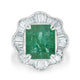 4.60ct Emerald Rings with 0.83tct diamonds set in 14kt white gold