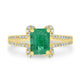 1.53ct Emerald Rings with 0.20tct diamonds set in 14kt yellow gold